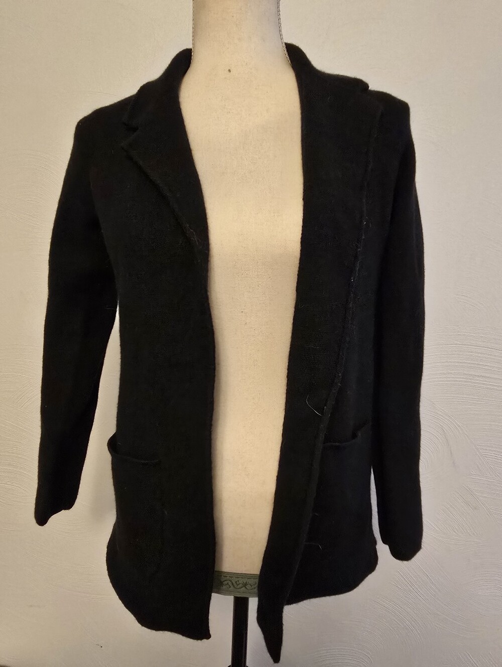 Talbots Black Open Front Knit Blazer Cardigan